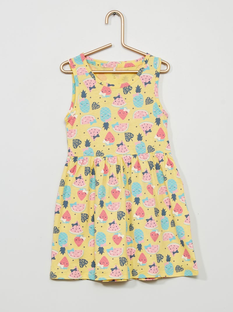 Robe en maille imprimé fantaisie jaune - Kiabi