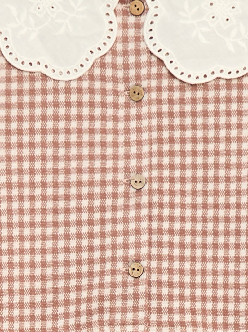 Robe en maille jacquard avec col claudine Beige - Kiabi