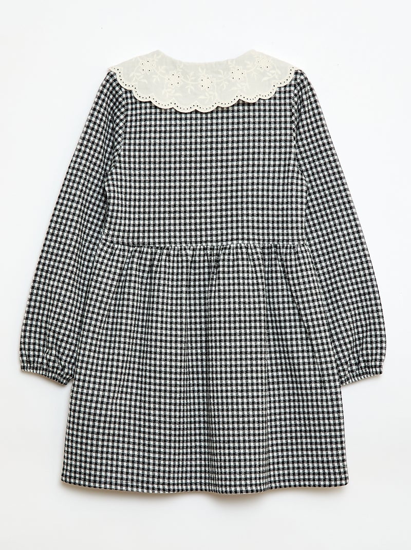 Robe en maille jacquard avec col claudine Noir - Kiabi