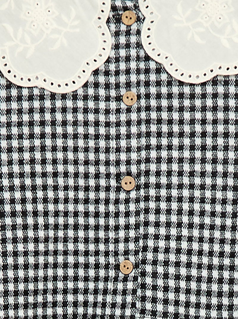 Robe en maille jacquard avec col claudine Noir - Kiabi