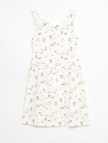 Robe en maille légère fine bretelles all-over en coton