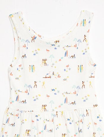 Robe en maille légère fine bretelles all-over en coton