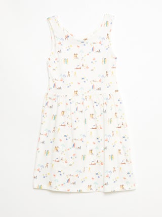 Robe en maille légère fine bretelles all-over en coton
