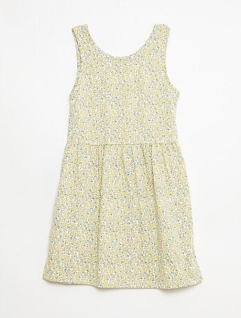 Robe en maille légère fine bretelles all-over en coton