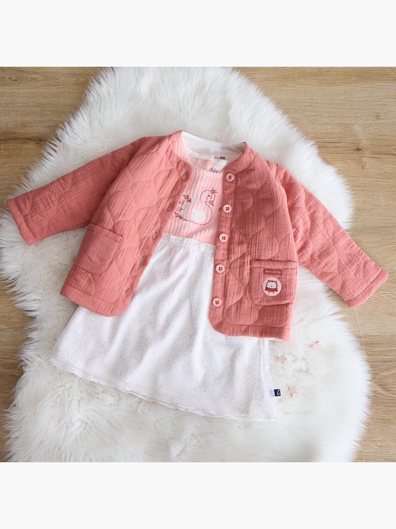 Robe en maille manches longues Pensée Rose - Kiabi