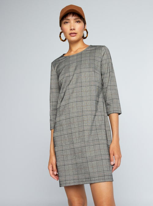 Robe en maille milano à carreaux - Kiabi