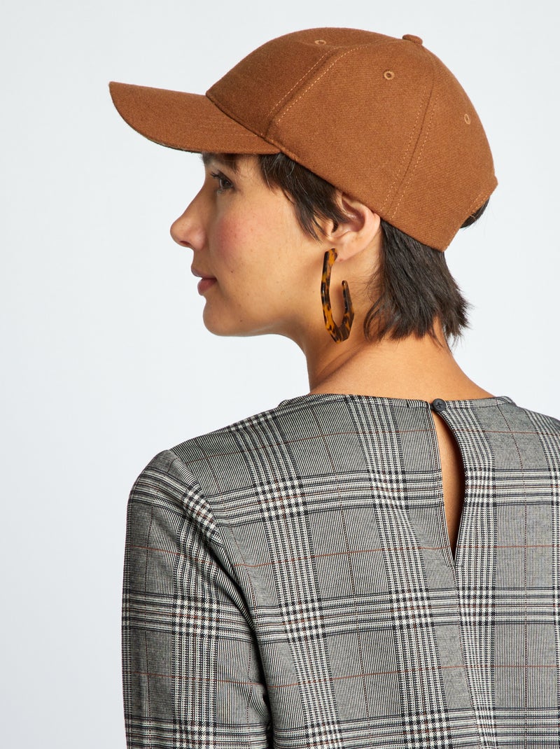 Robe en maille milano à carreaux Prince de galles - Kiabi