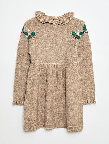 Robe en maille mousseuse 'Noël' avec collerette