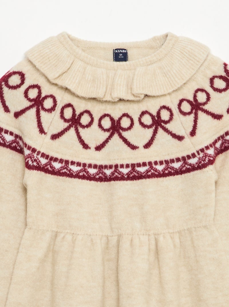 Robe en maille mousseuse 'Noël' avec collerette Blanc - Kiabi