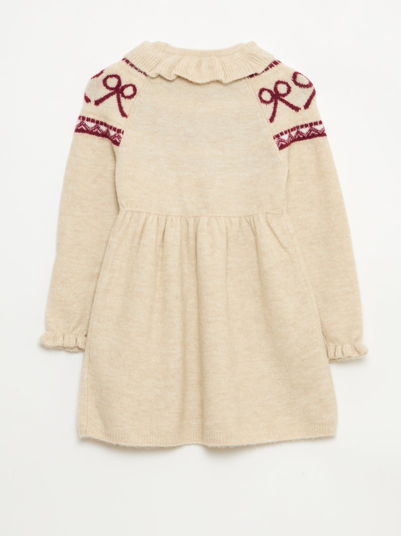 Robe en maille mousseuse 'Noël' avec collerette Blanc - Kiabi