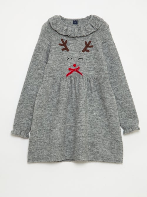 Robe en maille mousseuse 'Noël' avec collerette - Kiabi