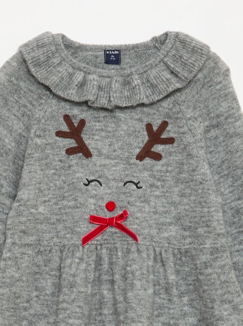 Robe en maille mousseuse 'Noël' avec collerette - Kiabi