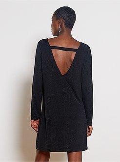 Robe en maille pailletée dos ouvert - Kiabi
