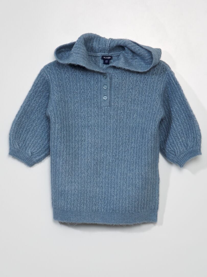 Robe en maille tricot à capuche Bleu - Kiabi
