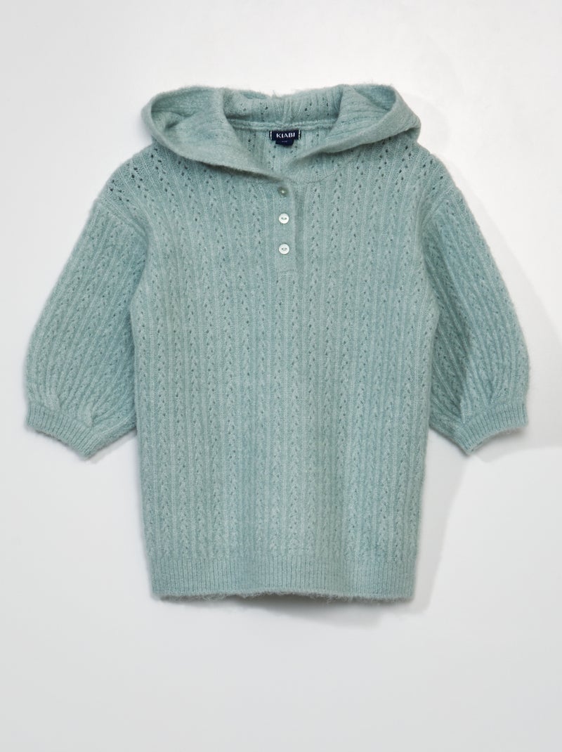 Robe en maille tricot à capuche Vert - Kiabi