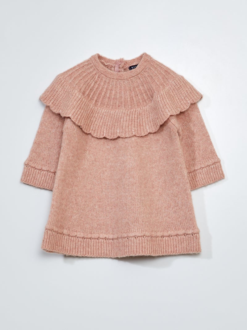 Robe en maille tricot avec col fantaisie Rose - Kiabi