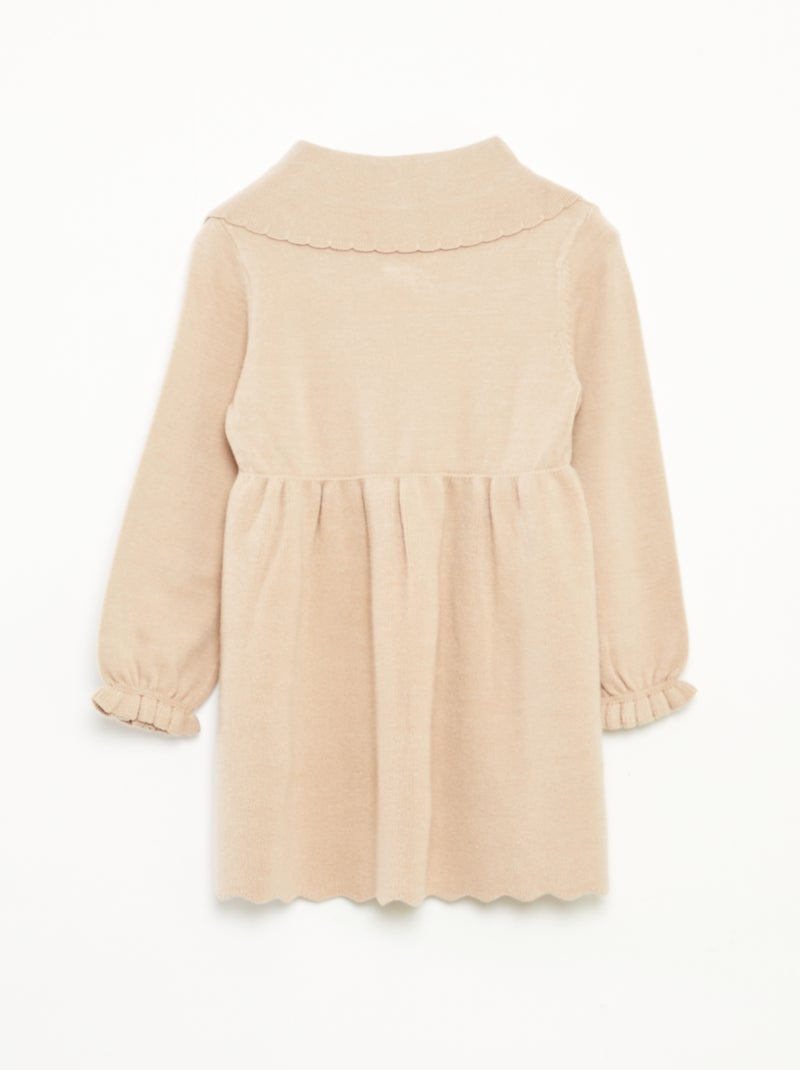 Robe en maille tricot avec col noeud Beige - Kiabi