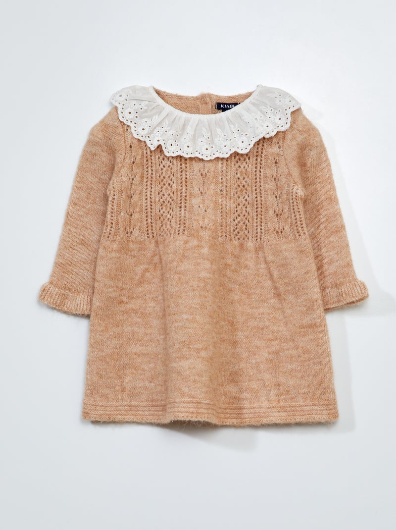 Robe en maille tricot Beige - Kiabi