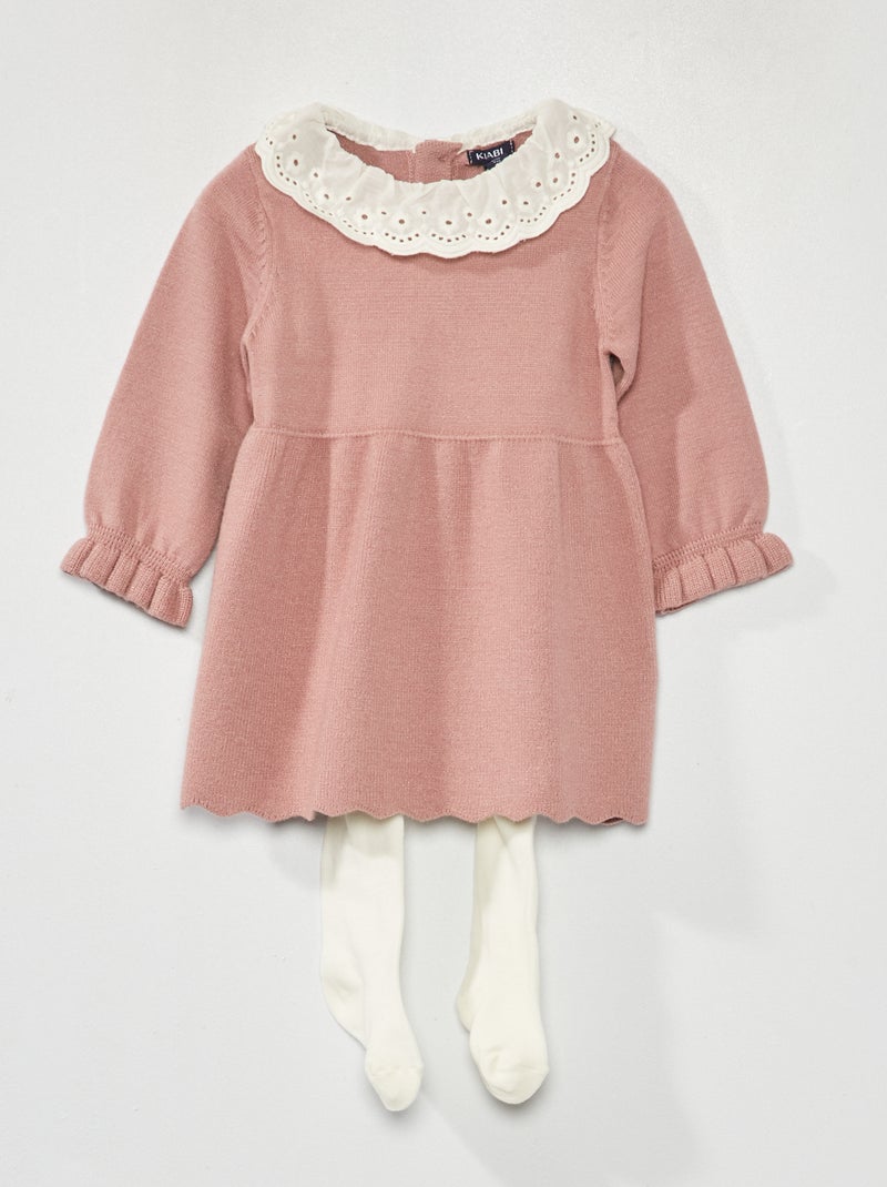 Robe en maille tricot + collants - 2 pièces Rose - Kiabi