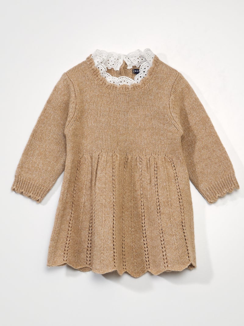 Robe en maille tricot Marron - Kiabi