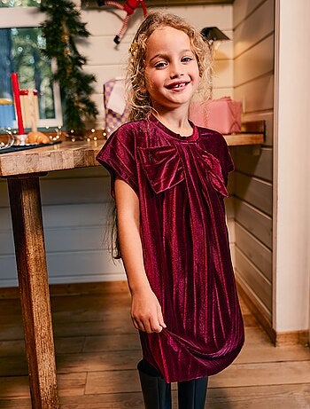 Robe en maille velvet avec gros nœud