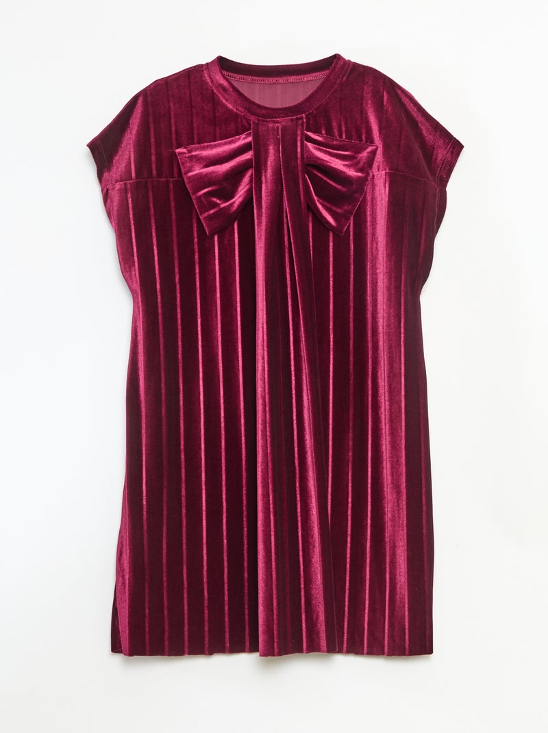 Robe en maille velvet avec gros nœud Rouge - Kiabi