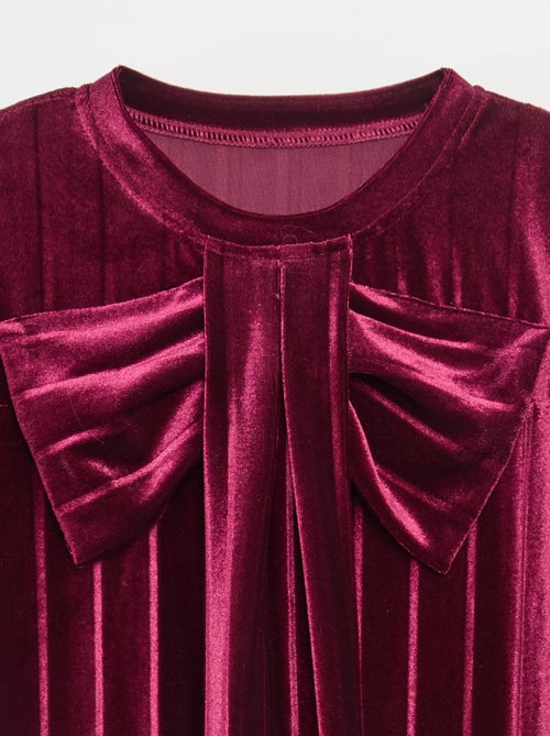 Robe en maille velvet avec gros nœud - Kiabi
