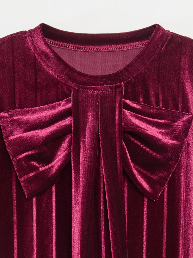 Robe en maille velvet avec gros nœud Rouge - Kiabi