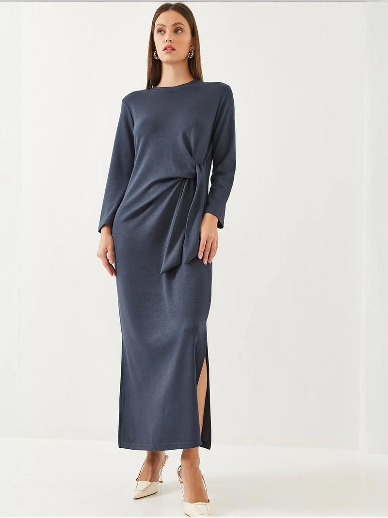 Robe en modal à détails noués bianco lucci Bleu marine - Kiabi