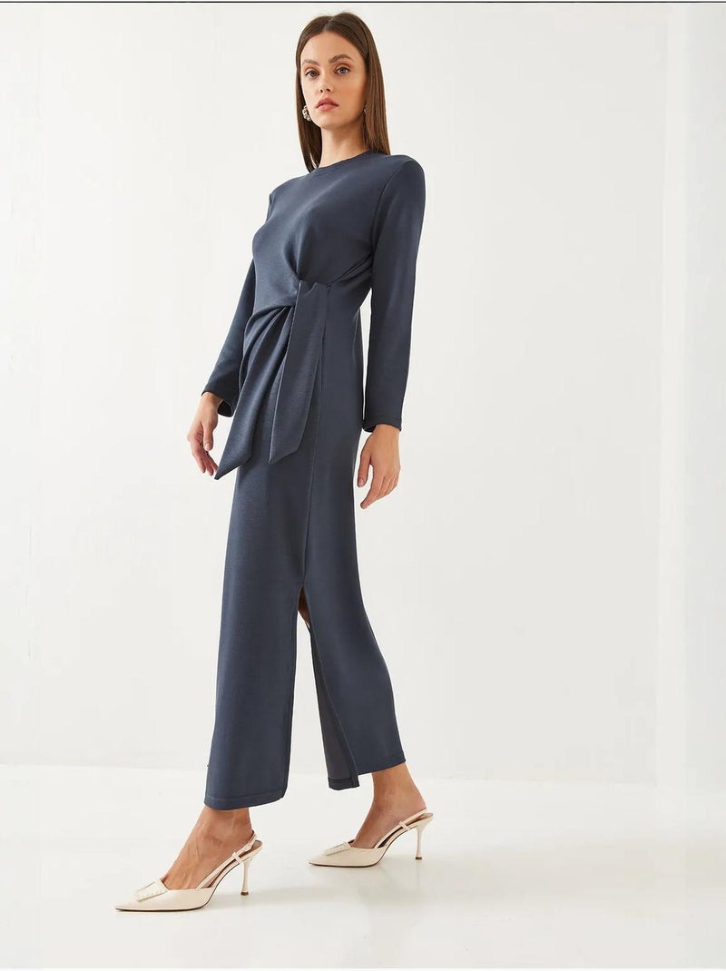 Robe en modal à détails noués bianco lucci Bleu marine - Kiabi