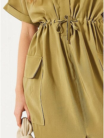 Robe en modal avec ceinture et poche fendue sur le devant de bianco lucci