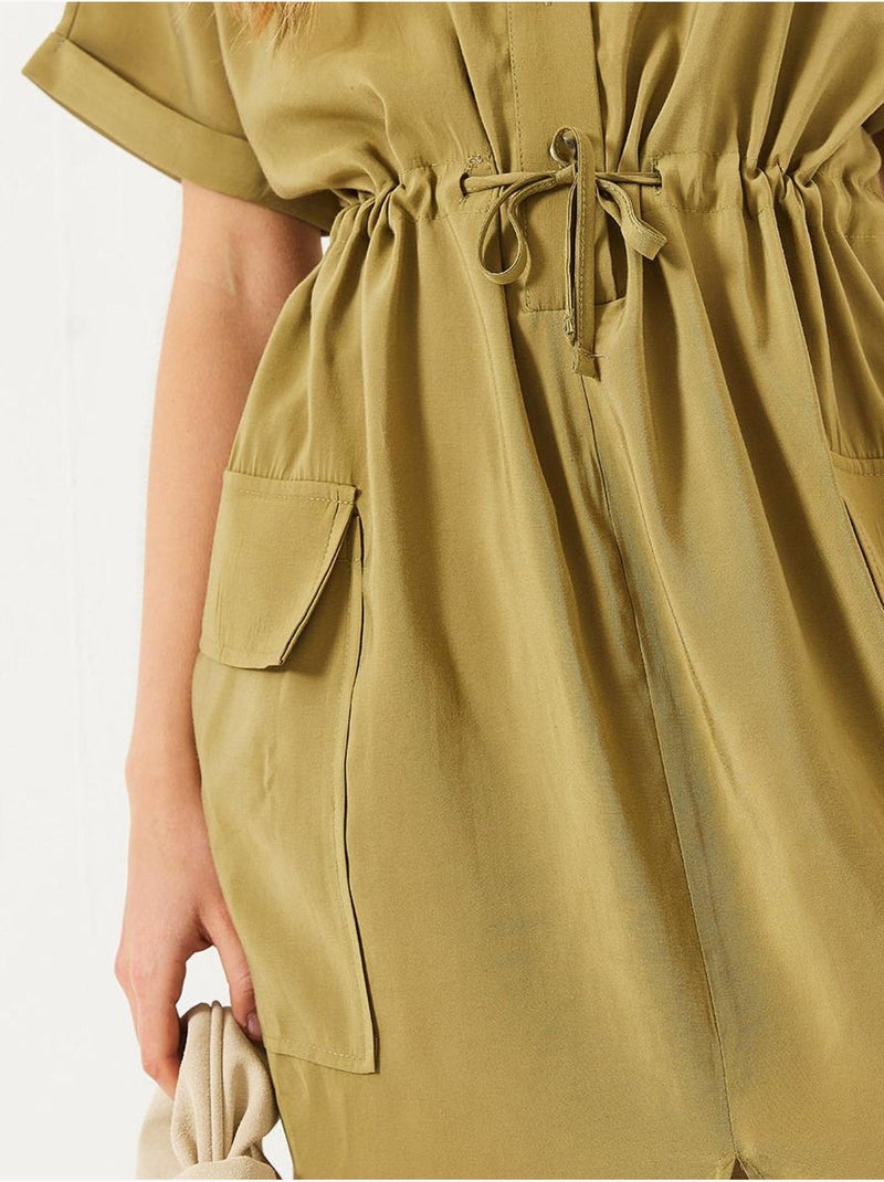 Robe en modal avec ceinture et poche fendue sur le devant de bianco lucci Kaki - Kiabi