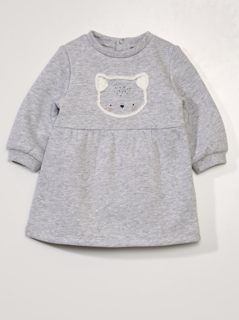 Robe en molleton à manches longues Gris - Kiabi