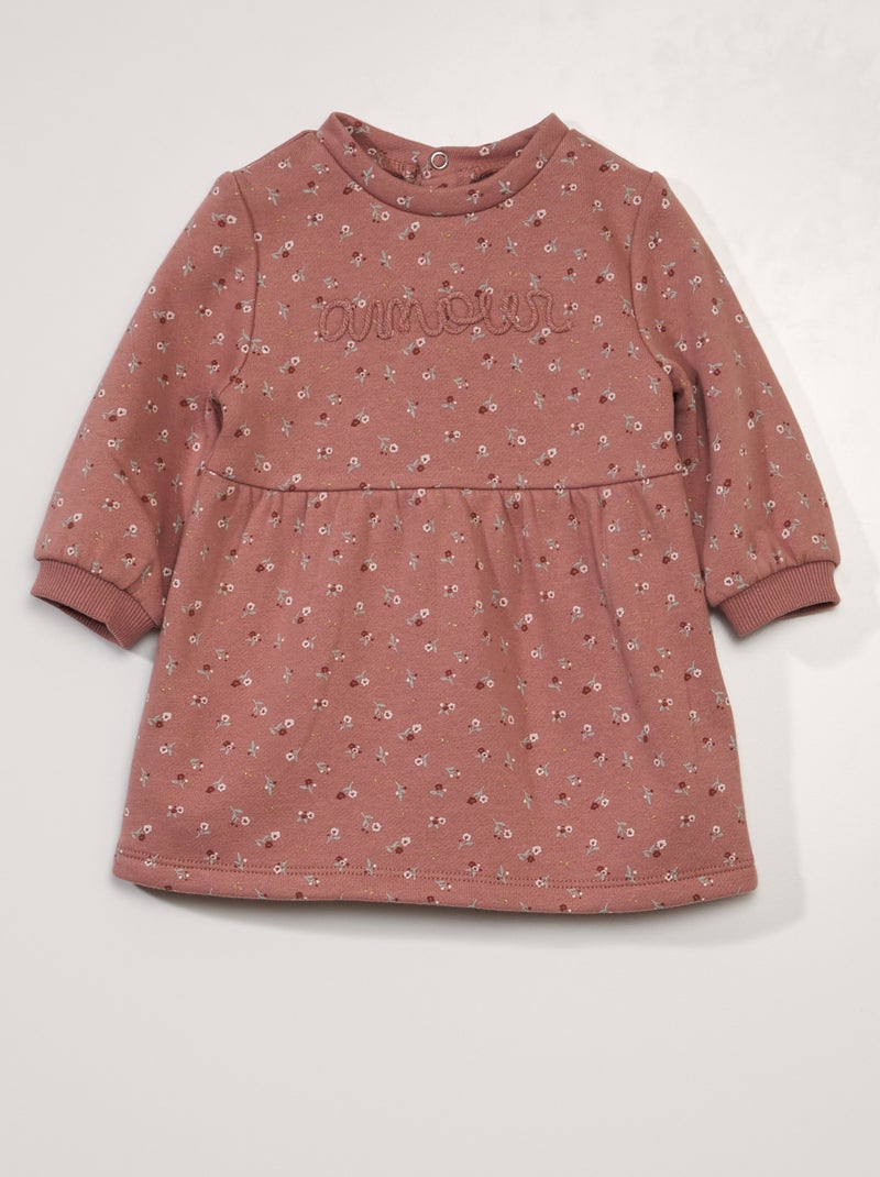 Robe en molleton à manches longues Rose - Kiabi