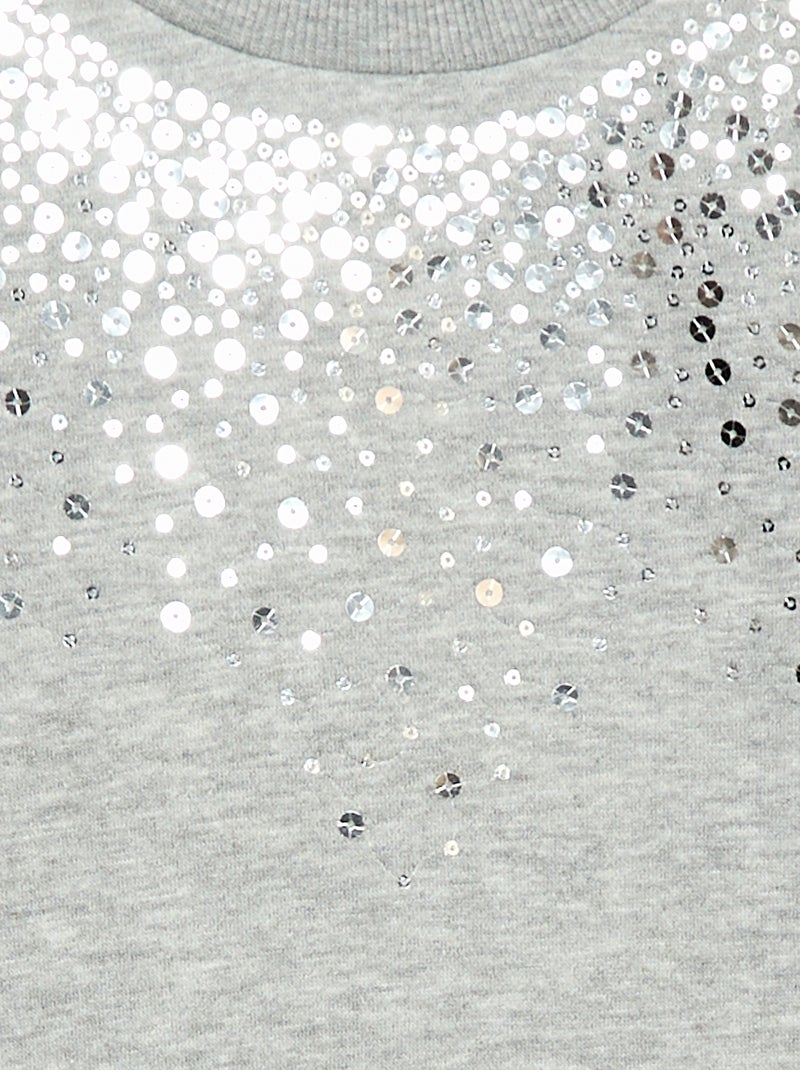 Robe en molleton avec animation sequins pailletés Gris - Kiabi