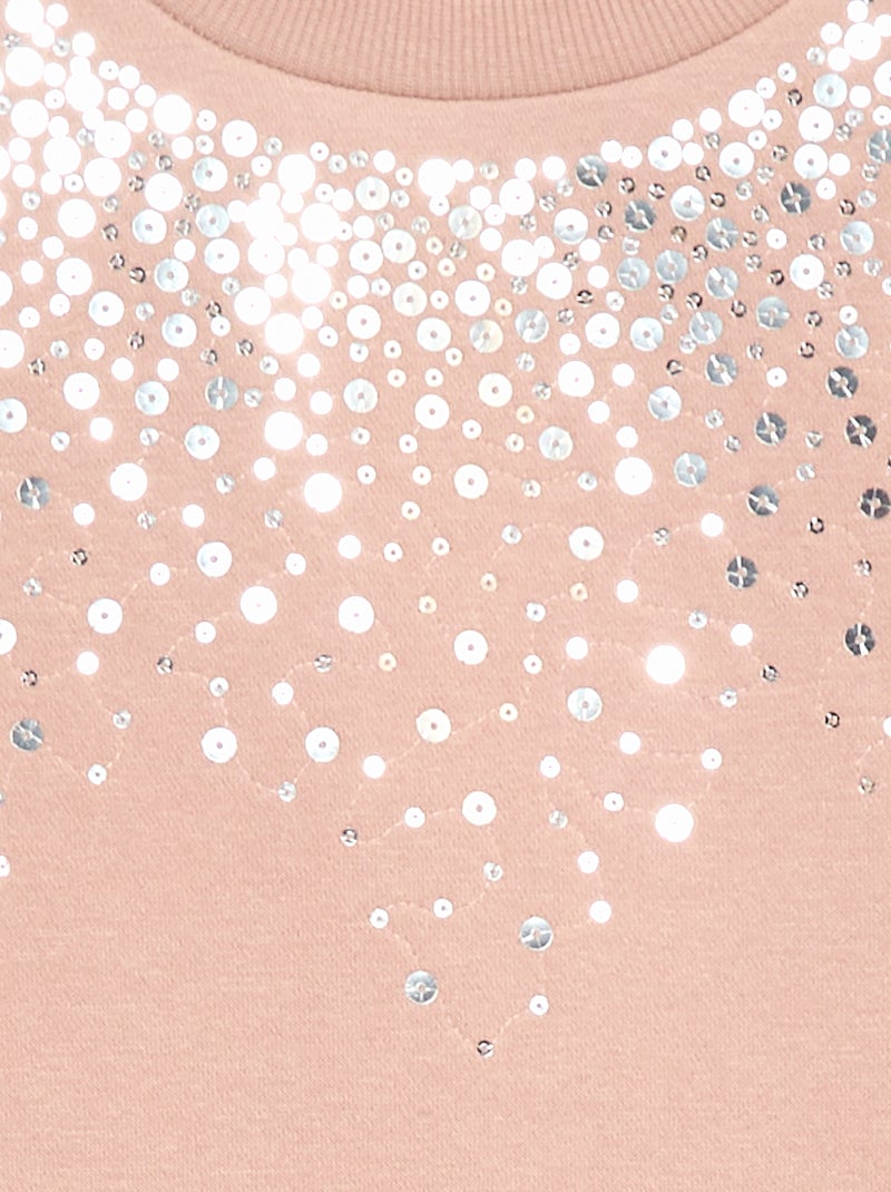 Robe en molleton avec animation sequins pailletés Rose - Kiabi