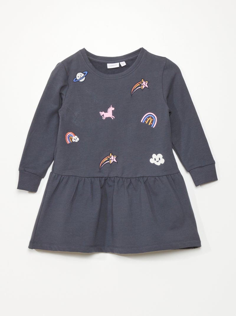 Robe en molleton avec imprimé Bleu marine - Kiabi