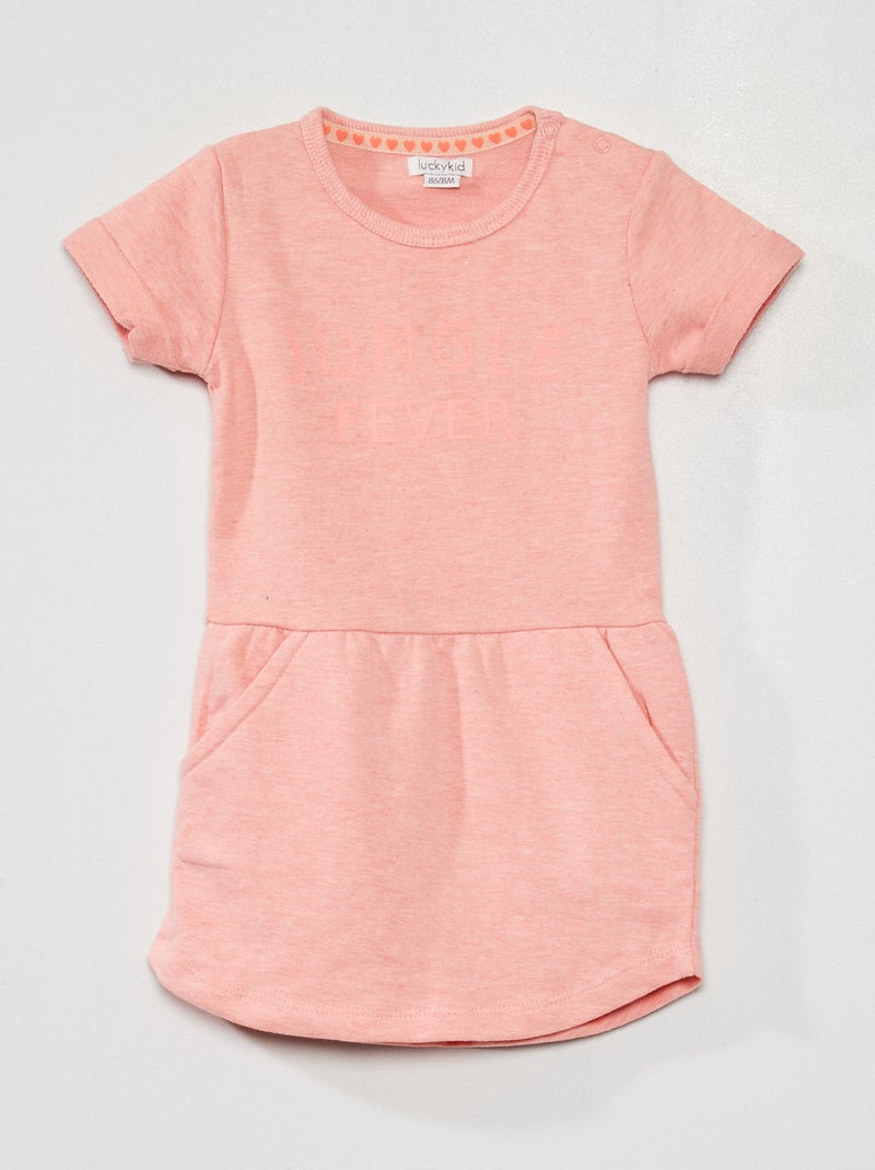 Robe en molleton avec imprimé rose - Kiabi