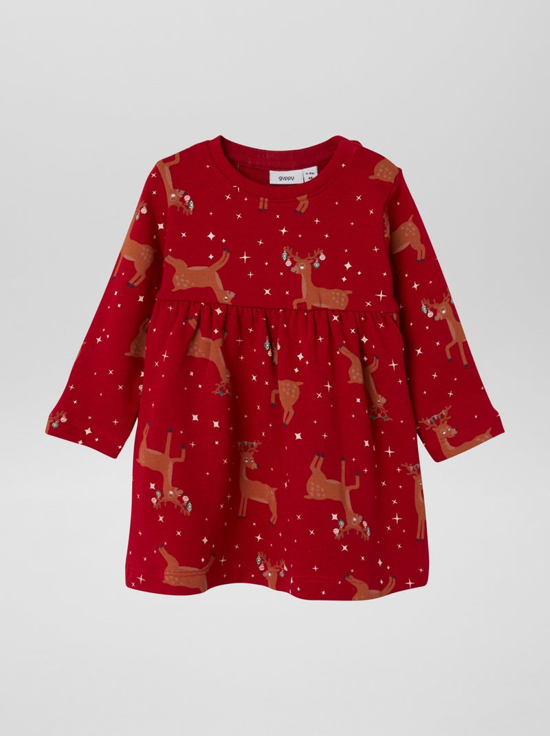 Robe en molleton avec motif fantaisie Rouge - Kiabi