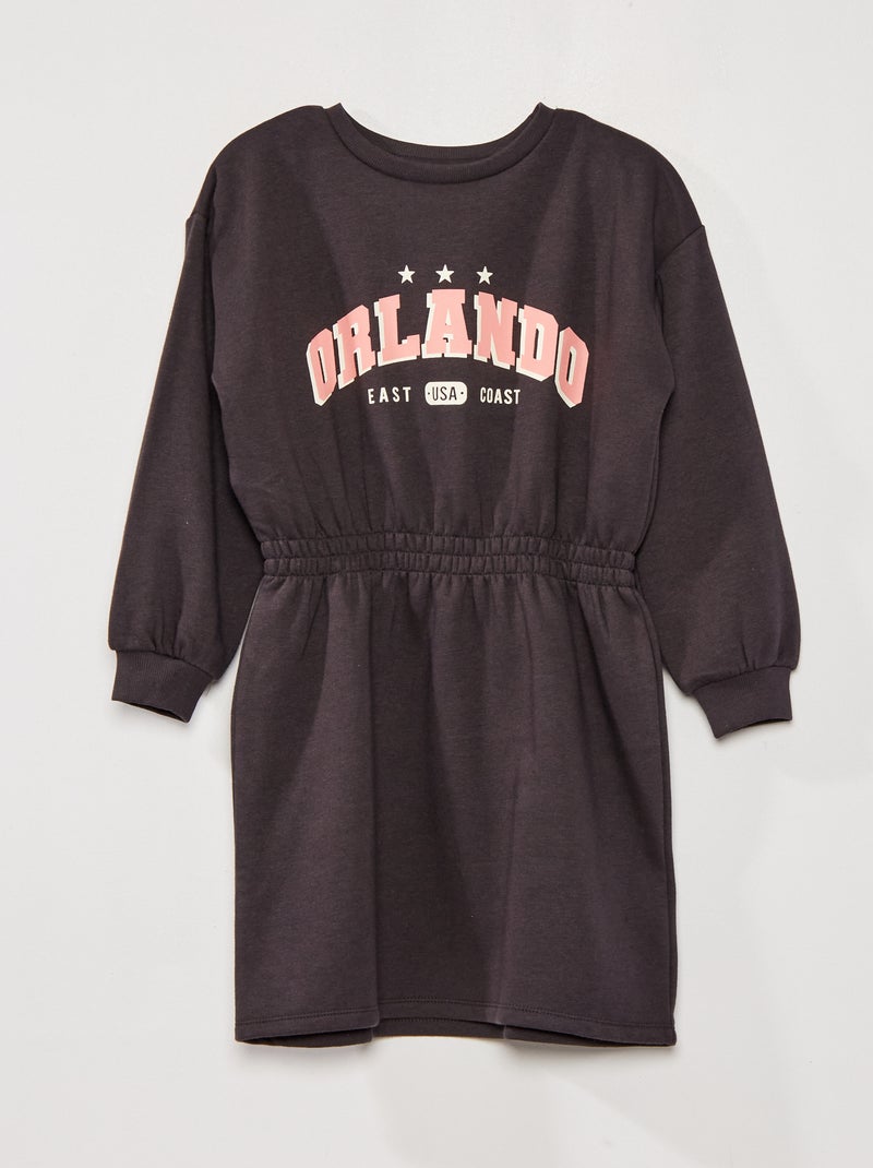 Robe en molleton avec taille élastiquée Noir - Kiabi