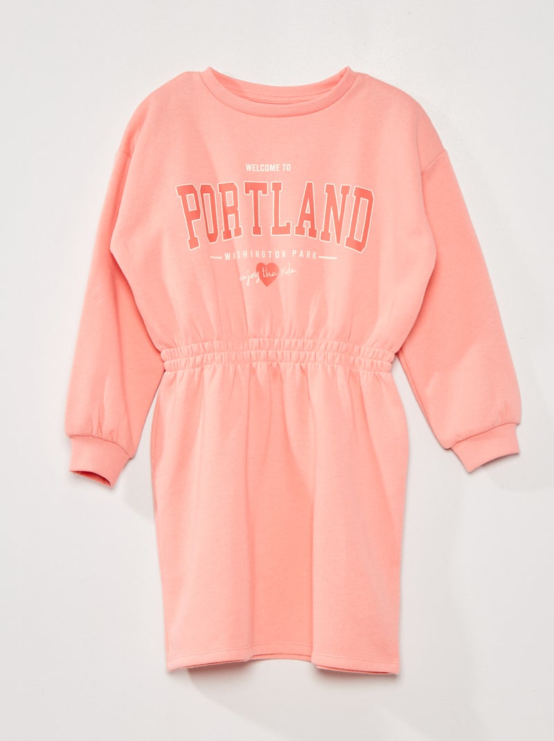 Robe en molleton avec taille élastiquée Rose - Kiabi