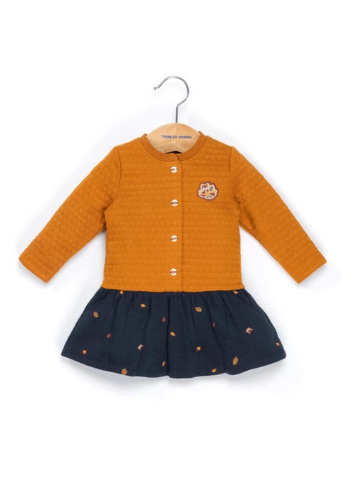 Robe en molleton effet 2 en 1 Bébé Fille jaune ocre/ bleu marine - Kiabi
