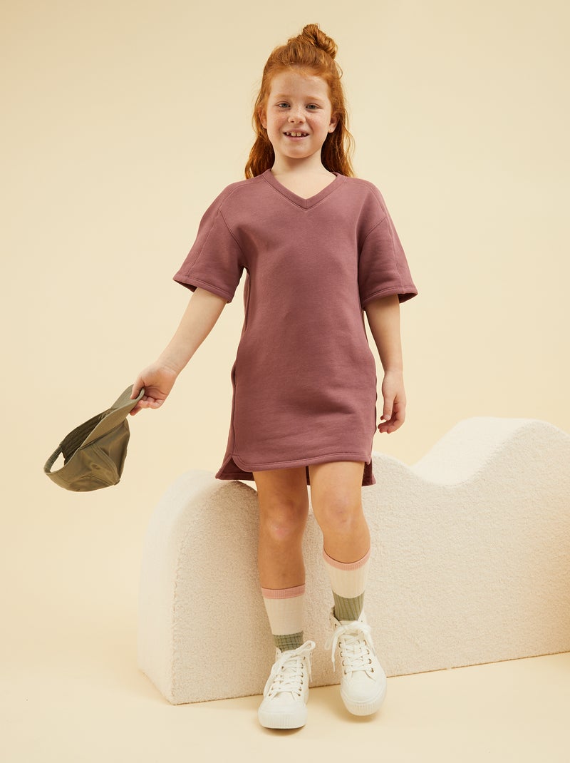 Robe en molleton uni rose brun - Kiabi