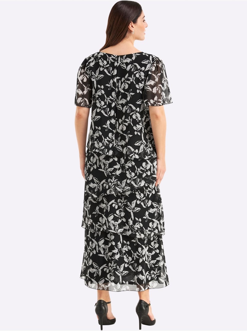 Robe en mousseline - taille standard - sheego Noir Blanc - Kiabi