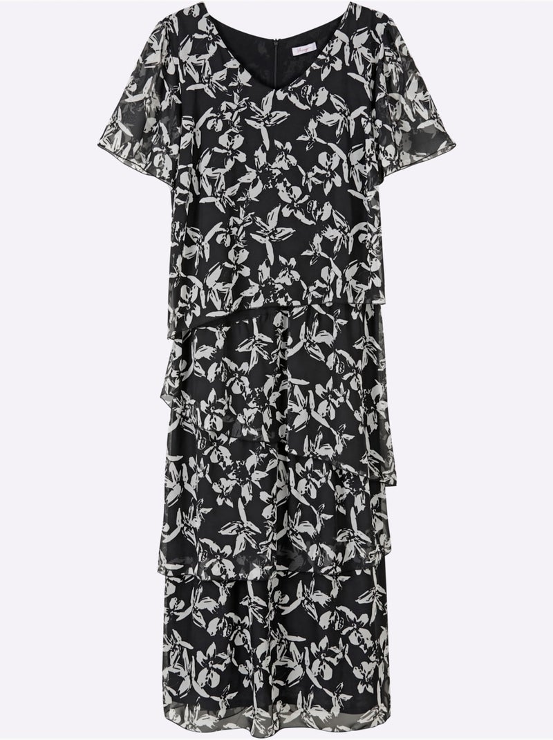 Robe en mousseline - taille standard - sheego Noir Blanc - Kiabi