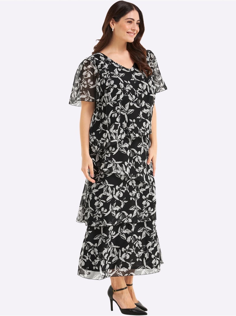 Robe en mousseline - taille standard - sheego Noir Blanc - Kiabi