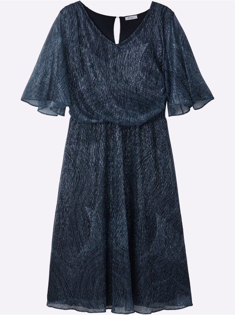 Robe en mousseline semi-manches longues - taille standard - sheego Bleu Bleu - Kiabi