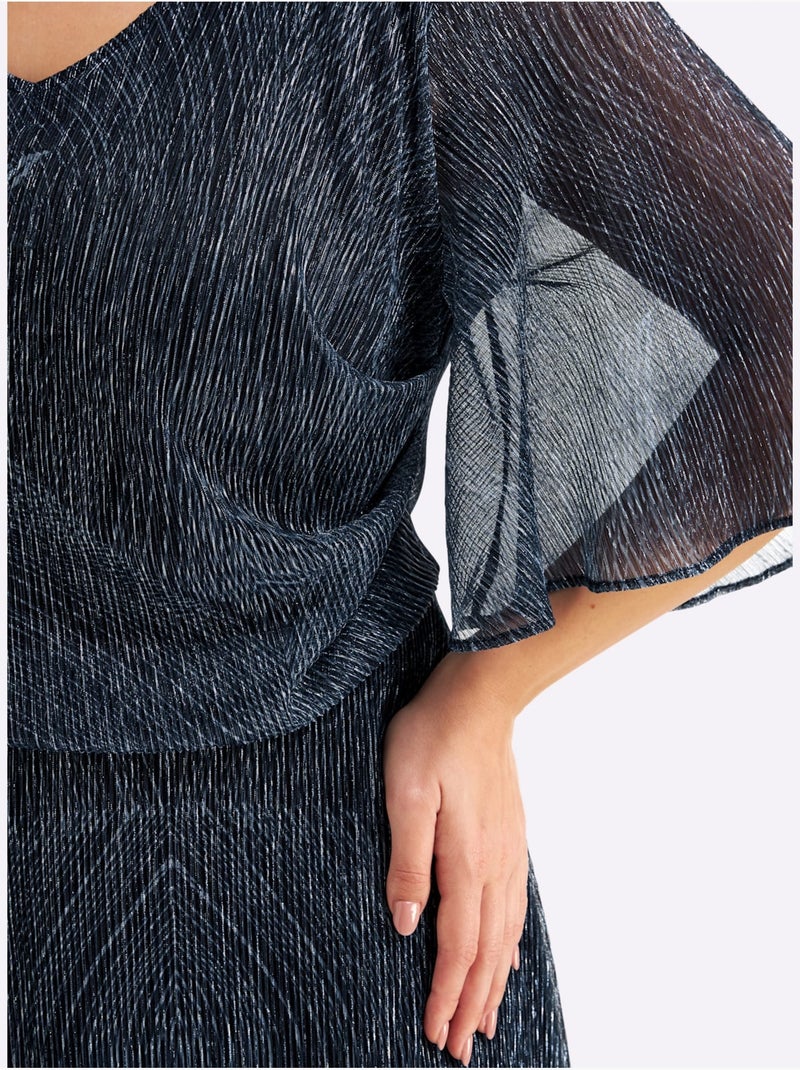 Robe en mousseline semi-manches longues - taille standard - sheego Bleu Bleu - Kiabi