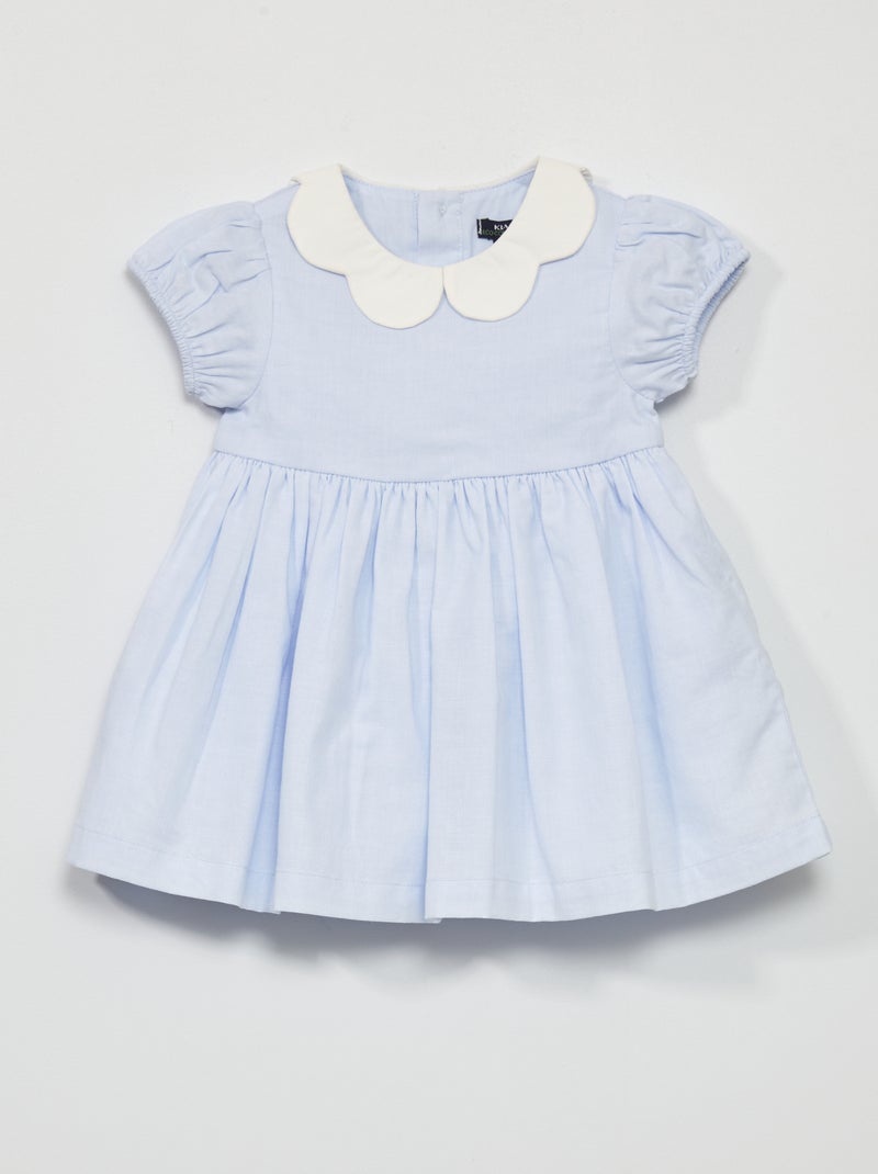 Robe en popeline à col claudine Bleu - Kiabi
