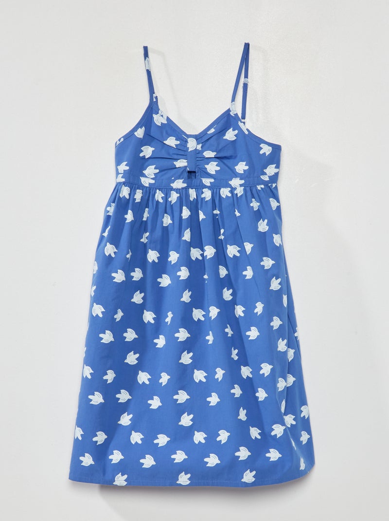 Robe en popeline à imprimé Bleu oiseau - Kiabi
